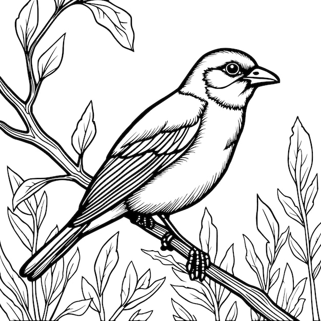 A bird on a tree branch coloring page