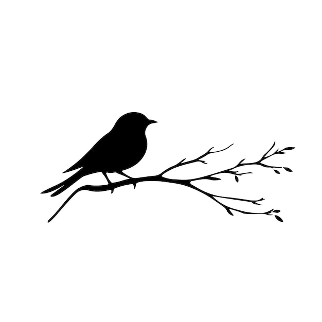 Vector a bird on a tree branch with a white background