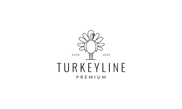 Bird turkeys stand line logo vector illustration design