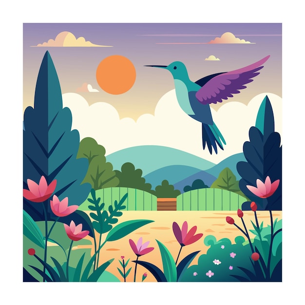 Vector bird vector illustration hummingbird cartoon design