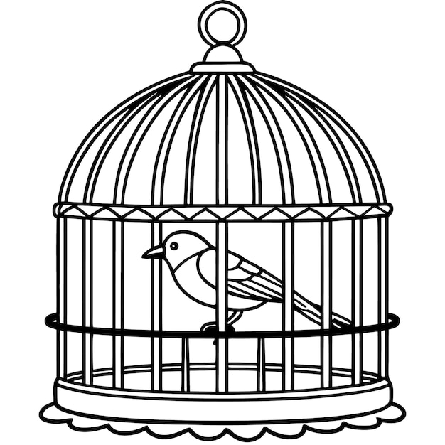 Bird in a Vintage Cage Elegant Vector