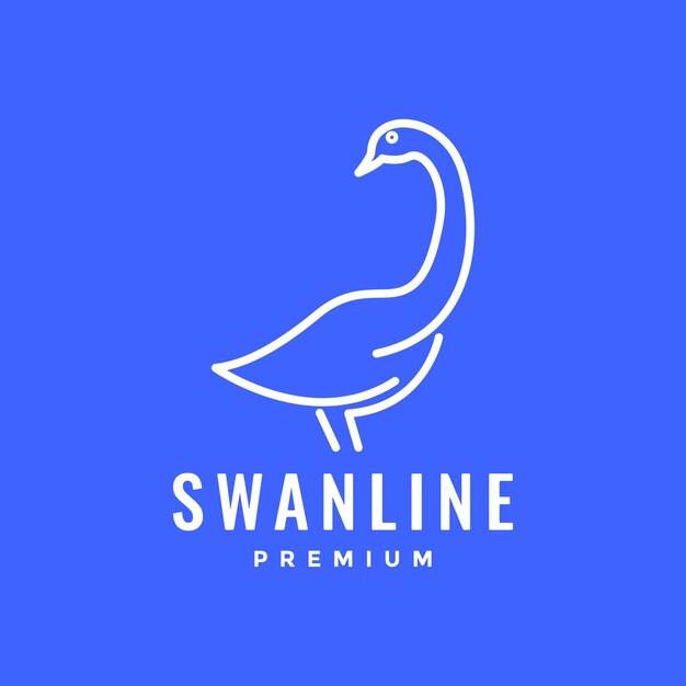 Bird wildlife swan long neck beak line modern minimal logo design vector