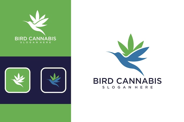 bird with cannabis logo design