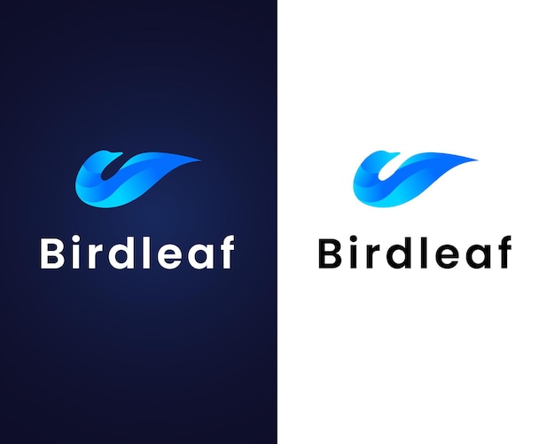 bird with leaf logo design template