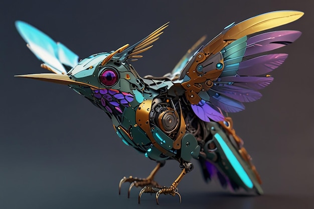 Vector a bird with a purple body and a blue wings