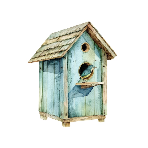 Vector birdhouse vector illustration in watercolor style