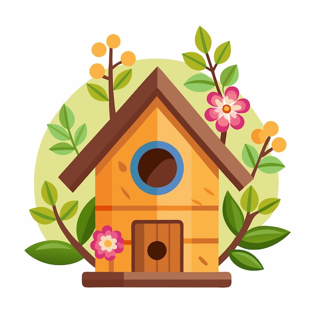 Vector a birdhouse with a flower in the middle of it