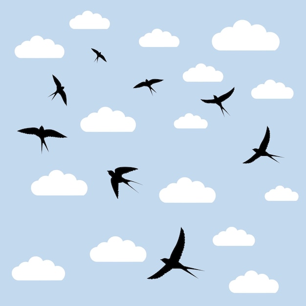 Birds in the clouds