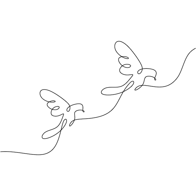 Birds couple continuous one line drawing minimalism animal sketch hand drawn Continuous one line drawing Couple of birds Dove or pigeon hand drawn minimalism romantic theme design