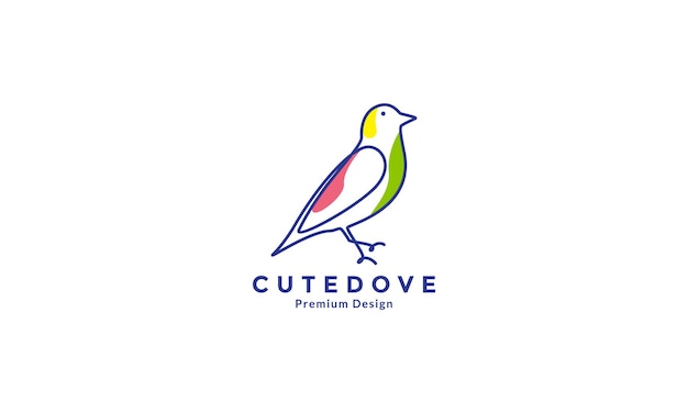 Birds dove line colorful logo symbol vector icon design illustration