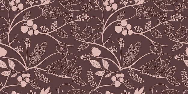 Birds In The Garden Themed Seamless Pattern