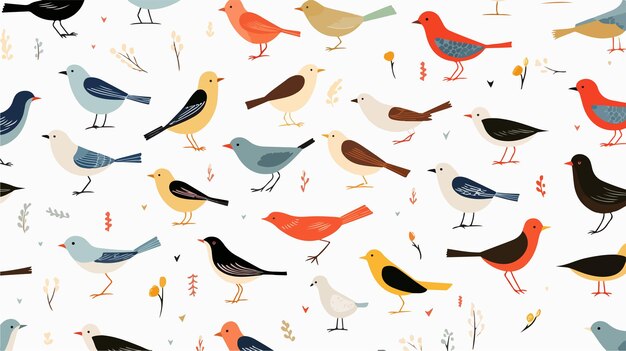 Vector birds pattern on white background vector illustration