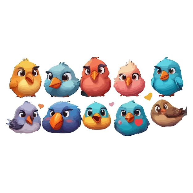 birds that are on the screen cute characters cute coronavirusvector illustration