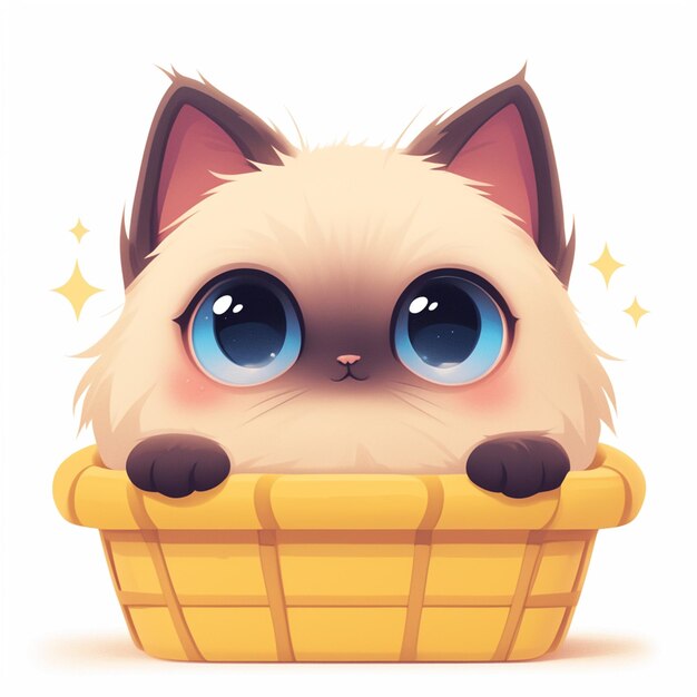 Vector birman cat sitting in a basket