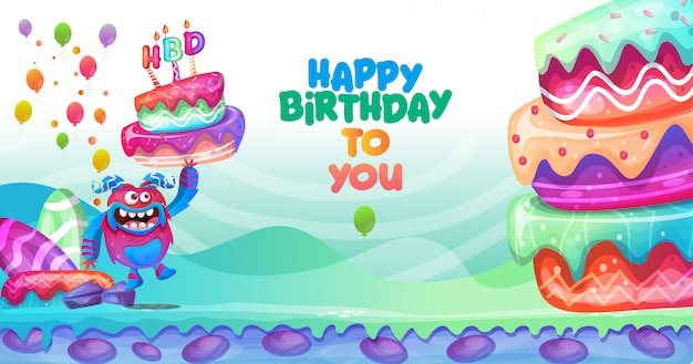 Birthday background  colorful character design