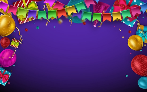 Birthday background with colorful balloons and place for your text