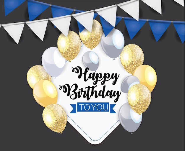 Birthday balloons vector background design.