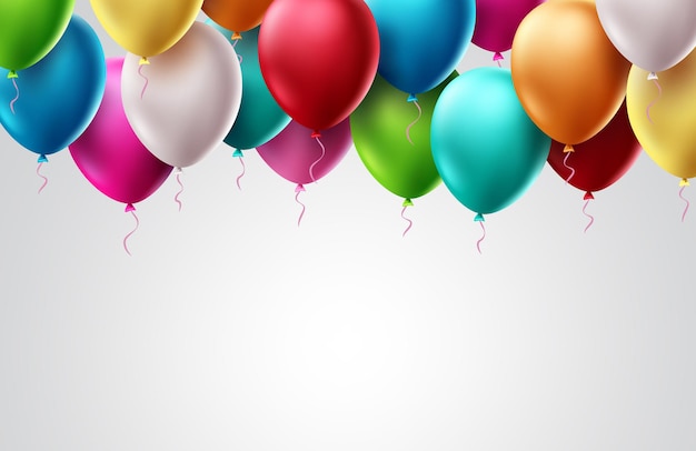 Birthday balloons vector template design. Colorful flying balloon elements for birthday party.