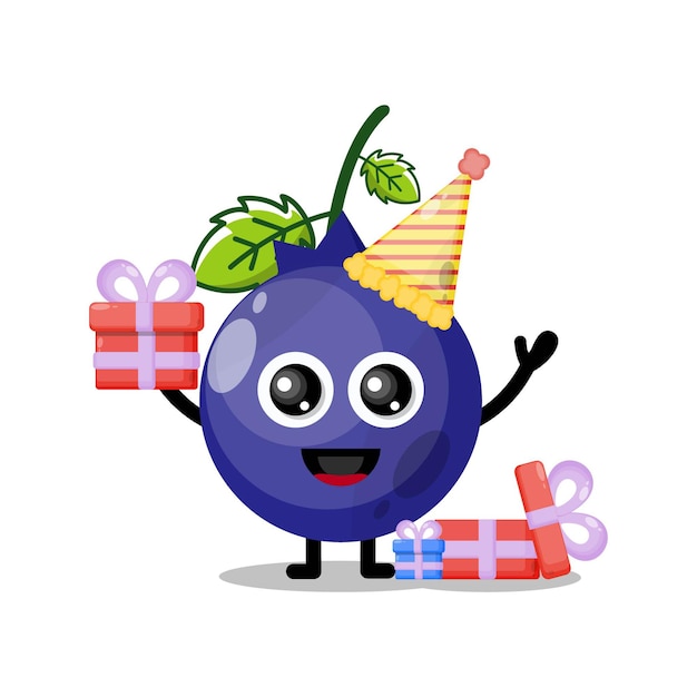 Birthday blueberries cute character mascot