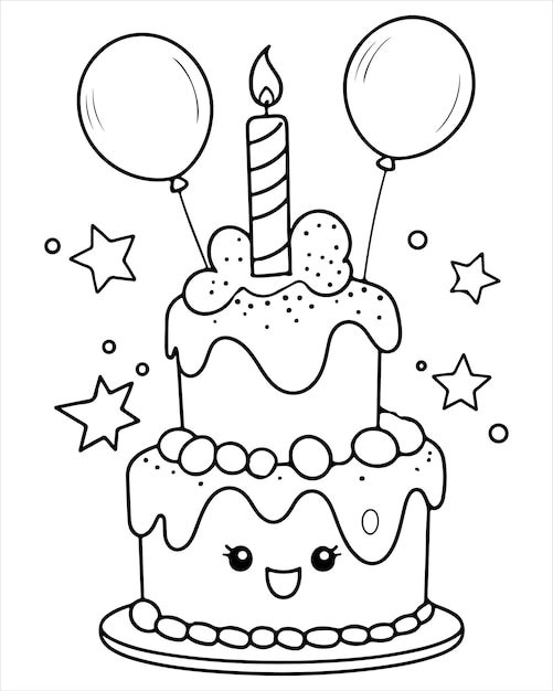 Birthday Cake Coloring Book for kids