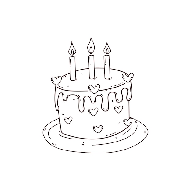 Birthday cake in doodle style