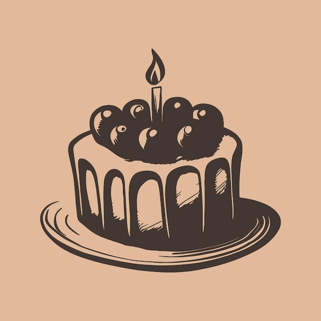 Birthday Cake Handdrawn Vector Sketch Illustration