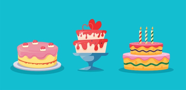 Birthday cake isolated vector illustration