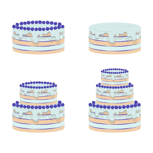 birthday cake set. Vector illustration