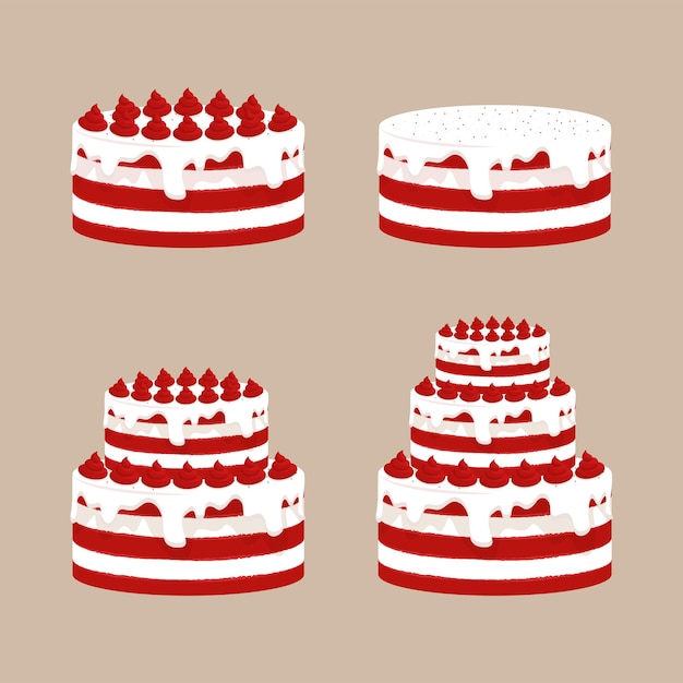 birthday cake set. Vector illustration