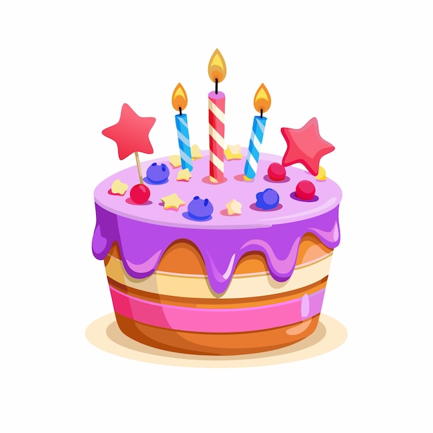 Birthday cake Sweet cream pie with candles illustration 2