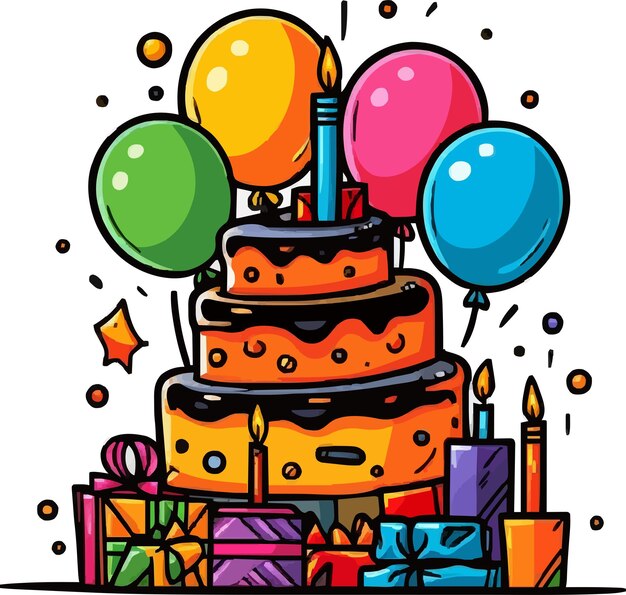 Birthday cake vector isolated illustration