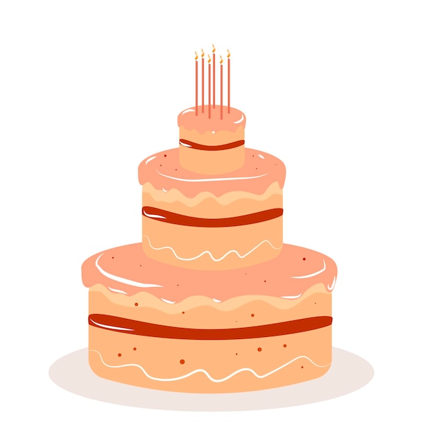 Birthday cake vector isolated on white background. Happy birthday.