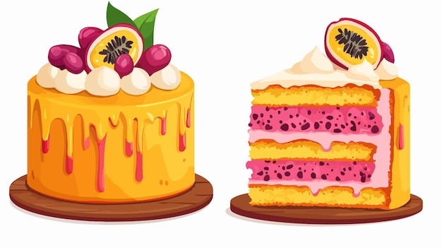 Birthday Cake Vector and Slice of Cake Vector Delicious Dessert Illustration for Celebrations