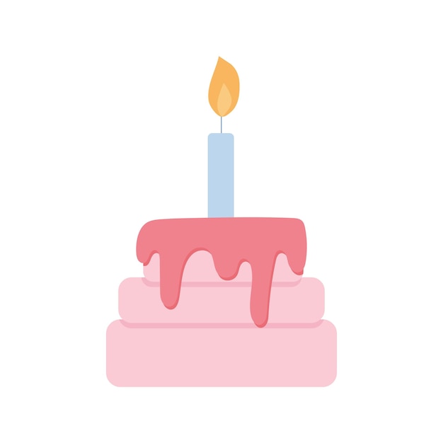 Birthday cake with candle doodle Vector Illustration