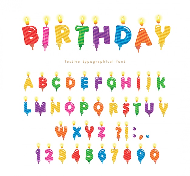 Birthday candles colorful font design