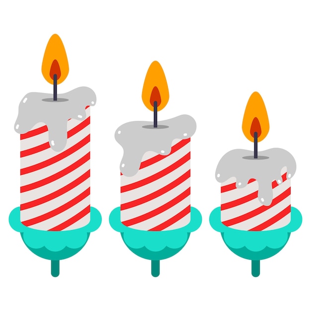 Birthday candles vector cartoon set isolated on a white background.