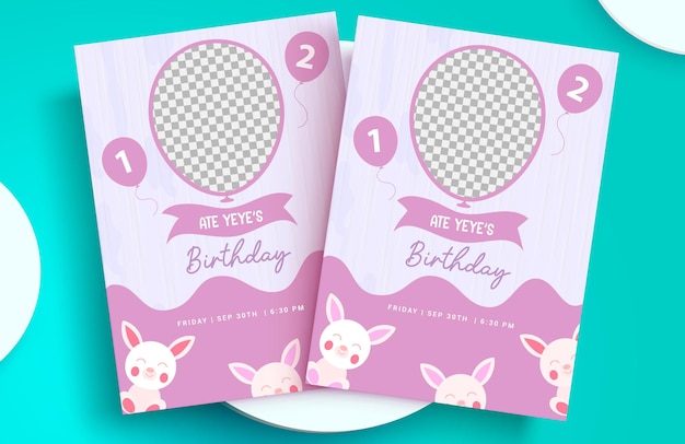 Birthday card vector template design. Birthday invitation postcard with editable empty space