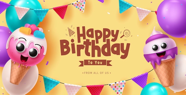 a birthday card with a banner that says happy birthday to you