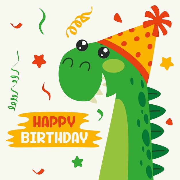 Birthday Card With Dinosaur Character