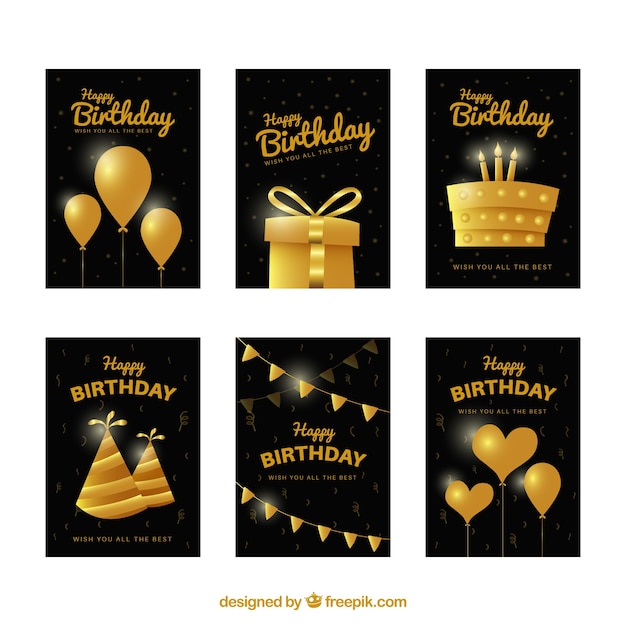 Birthday card with golden elements