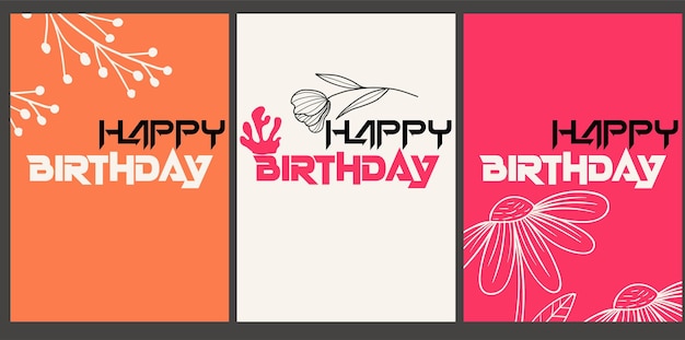 Vector birthday cards handwritten lettering birthday party celebration congratulations invitation