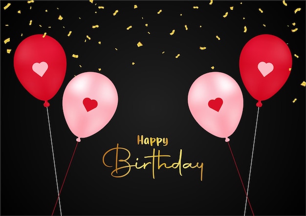 Birthday celebration background with red and white balloons Free Vector