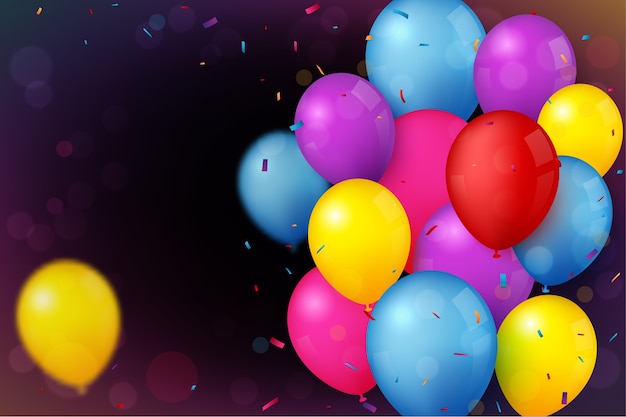 Birthday and celebration banner with colorful balloon