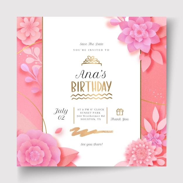 Birthday celebration squared flyer template