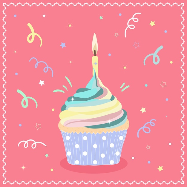 Birthday cupcake Icon celebratory cupcake with a candle