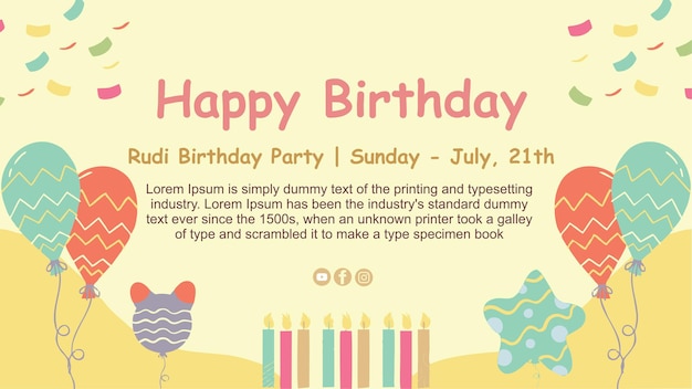 Birthday cute vector template