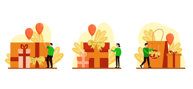 Birthday Flat Bundle Design Illustration