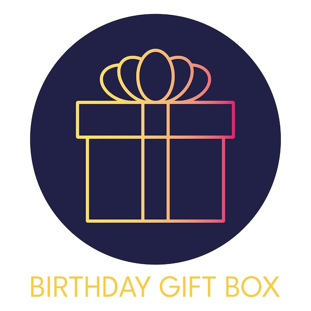 Birthday gift box gradient icon on round background