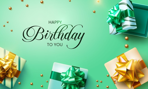 Birthday gifts vector design. Happy birthday to you greeting text.