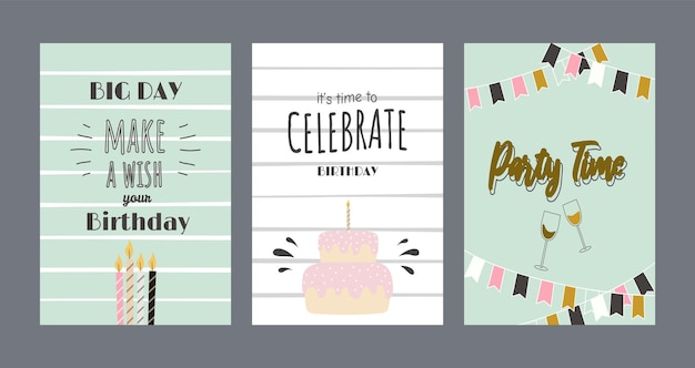 Vector a birthday greeting card set